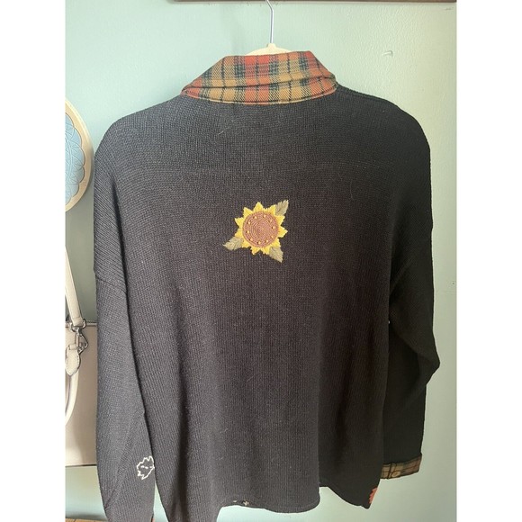 Mandal Bay Vintage Sweater Womens Size Large Happy Harvest Sunflowers Scarecrow - Picture 4 of 5
